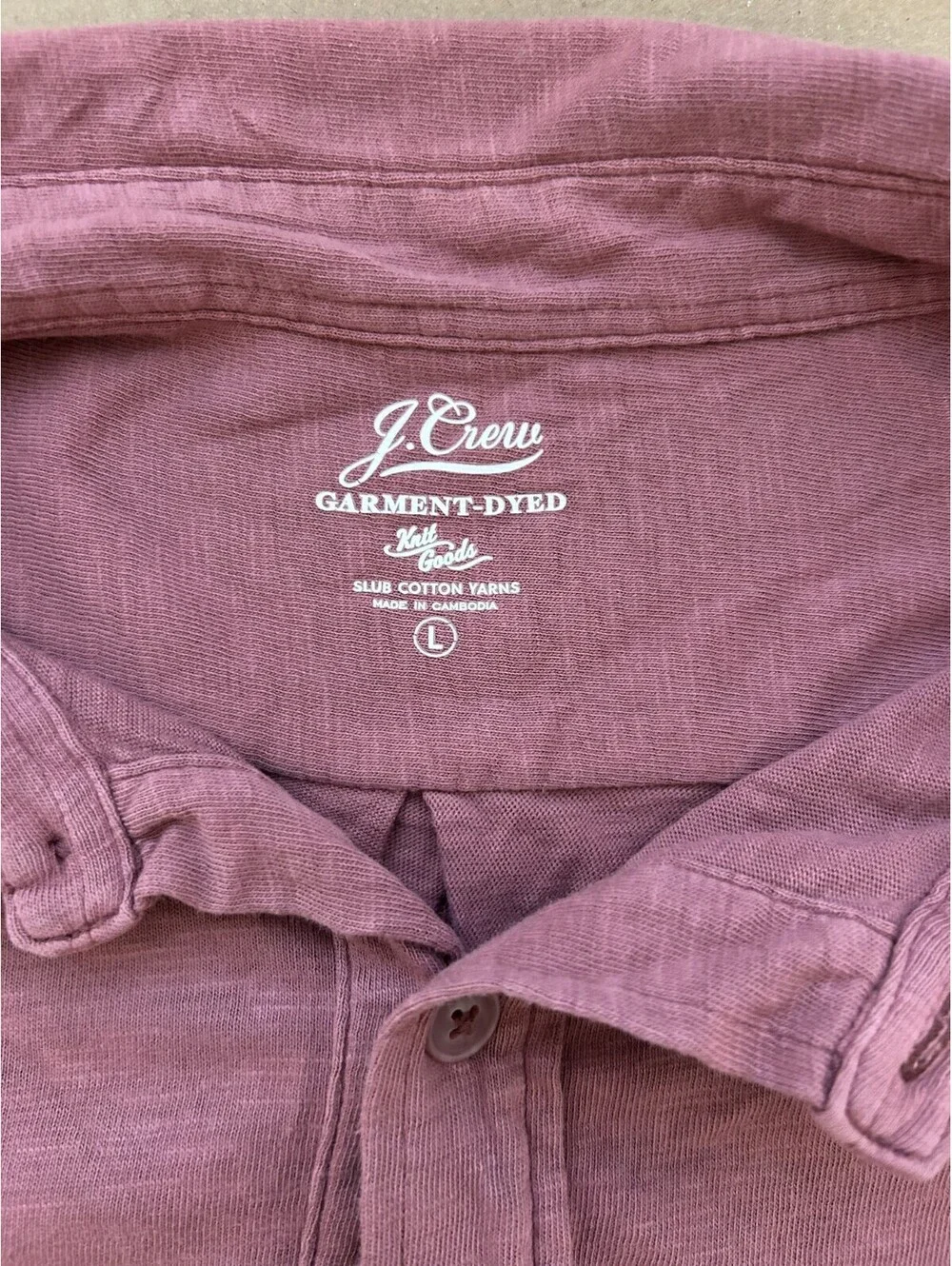 J Crew Men's Garment Dyed Slub Long Sleeve Button up Shirt L light burgundy